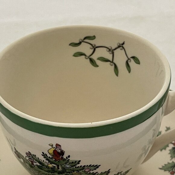 Spode Christmas Tree Tea Cup Saucer Set S3324 Green Trim Replacement Holiday - Picture 9 of 12